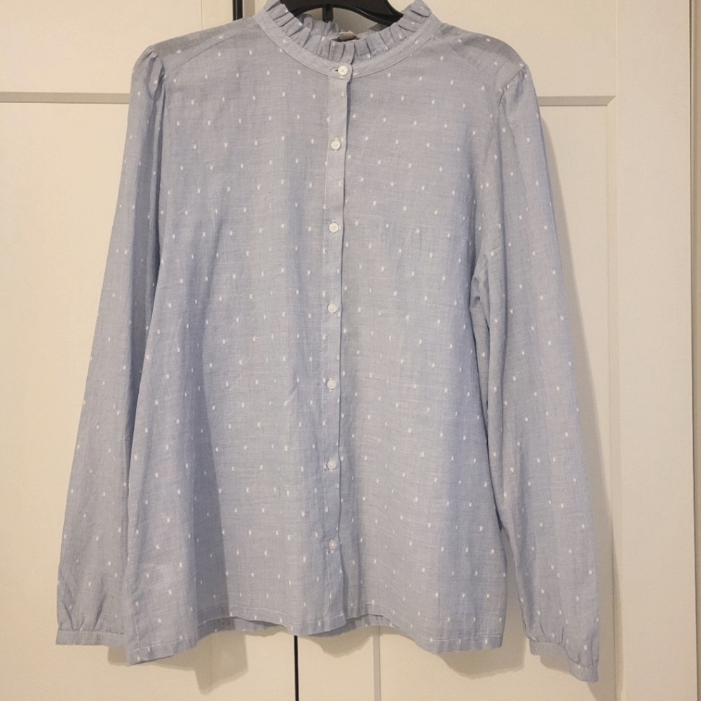 Loft light blue cotton button-down blouse